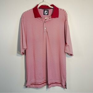 FootJoy ProDry Lisle Red White Striped Short Sleeve Polo Shirt Size Mens Medium
